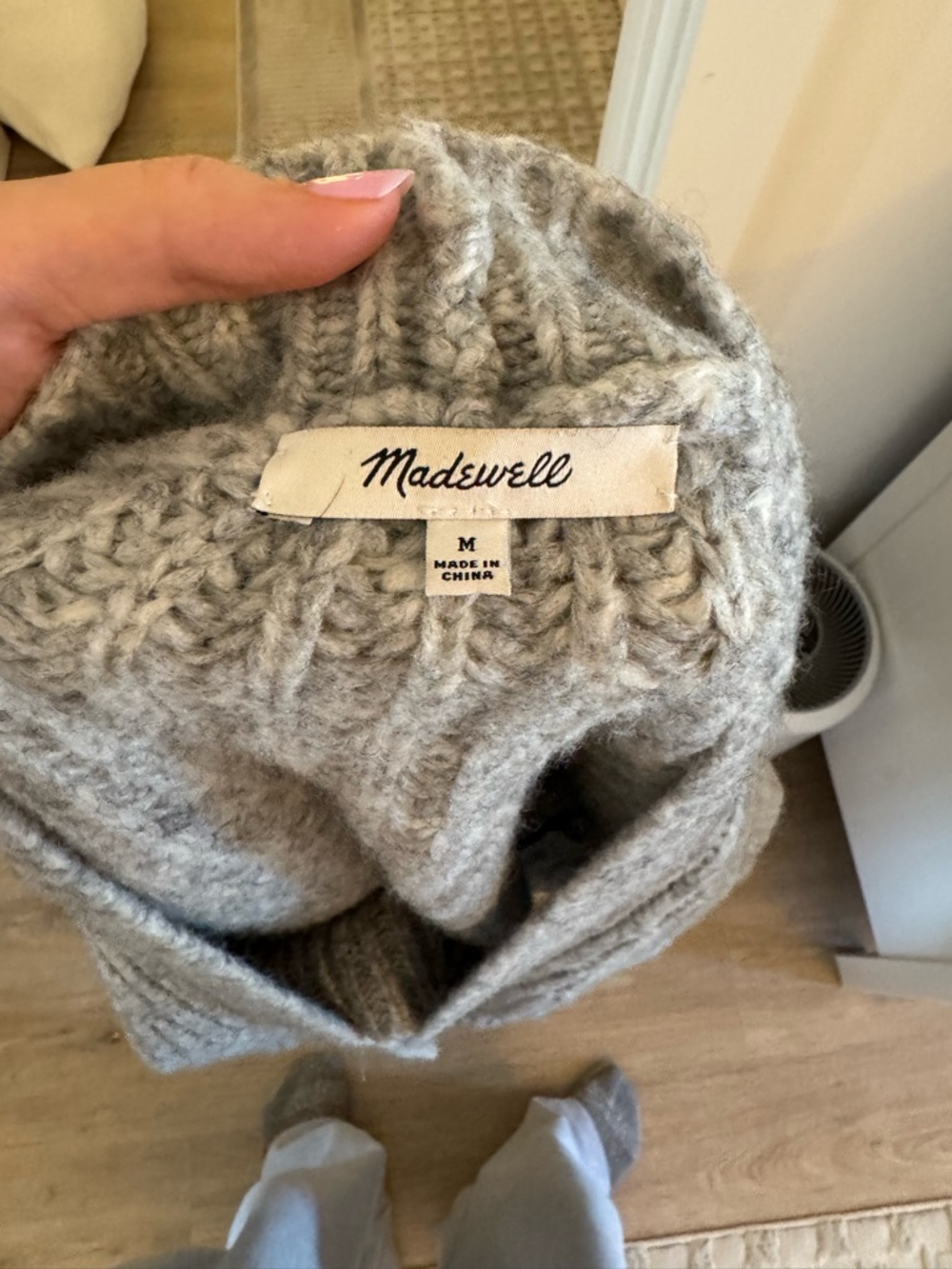 Madewell Heather Gray Chunky V-Neck Button Cardigan - Picture 2 of 2